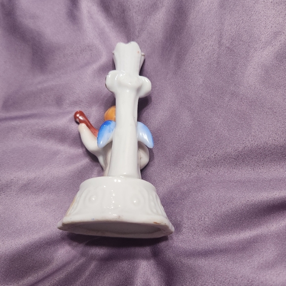 Vintage Occupied Japan Porcelain Angel Cherub with violin vase or candleholder - Picture 3 of 7